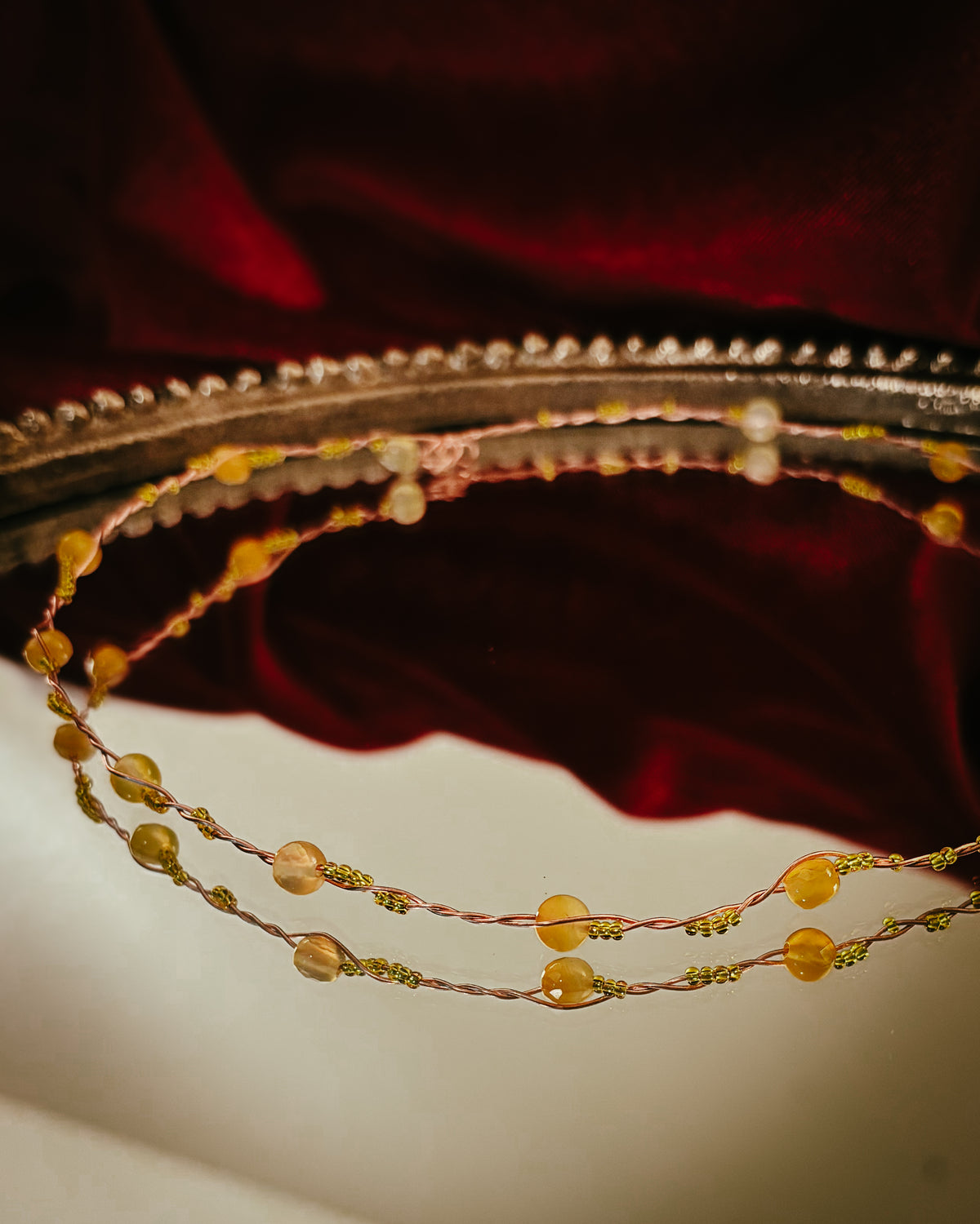 Sundrop Circlette - Agate and Seed Beads - Whisper Weight
