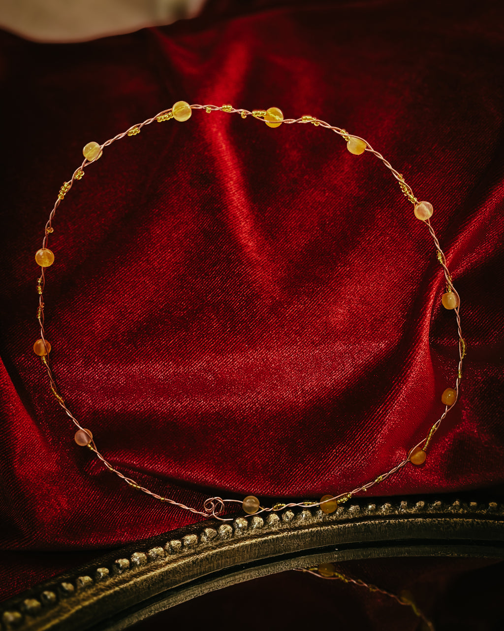 Sundrop Circlette - Agate and Seed Beads - Whisper Weight