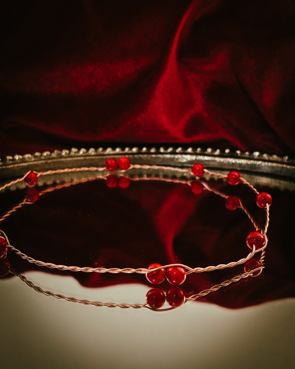 Holly Circlette - Red Turquoise and Copper - Standard Weight