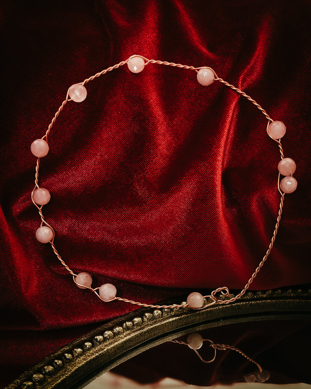 Pale Rose Circlette - Rose Quartz and Copper - Standard Weight