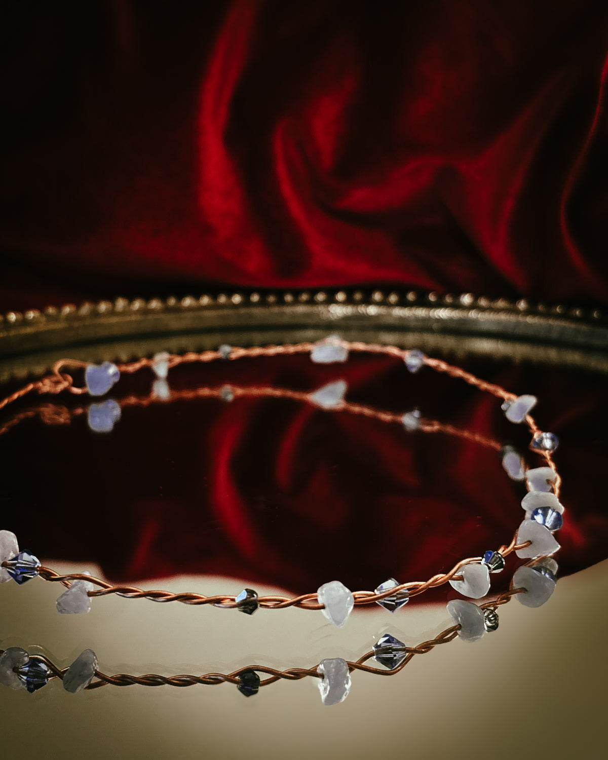 Glacier Circlette - Aquamarine, Czech Crystal, Glass and Copper - Standard Weight
